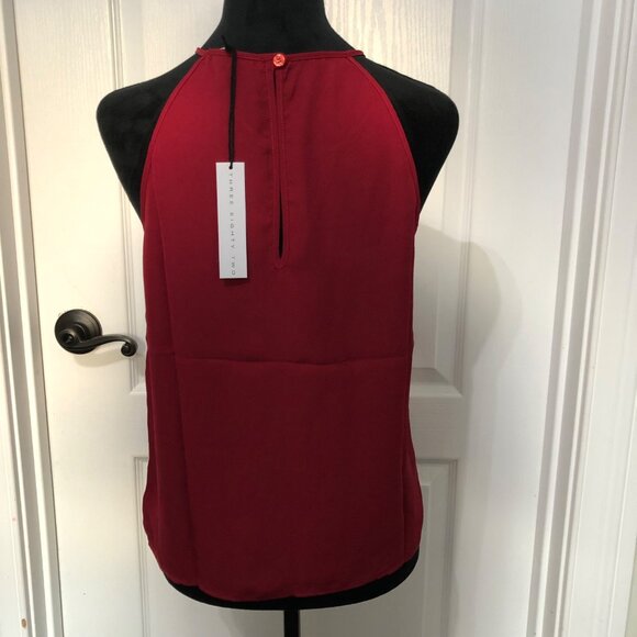 Three Eighty Two Red Sleeveless Keyhole Blouse 100% Polyester Size Small NWT - Picture 5 of 8